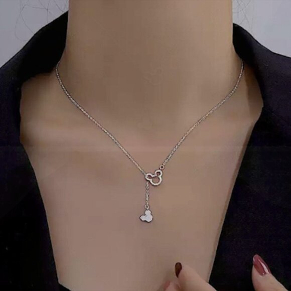 STERLING SILVER RHINESTONE MICKEY MOUSE DANGLE CHARM PENDENT - Picture 5 of 7